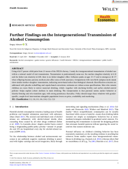 Further Findings on the Intergenerational Transmission of Alcohol Consump-1